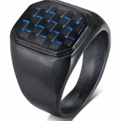 Sort herrering med blå carbon