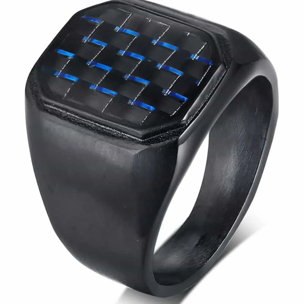 Sort herrering med blå carbon