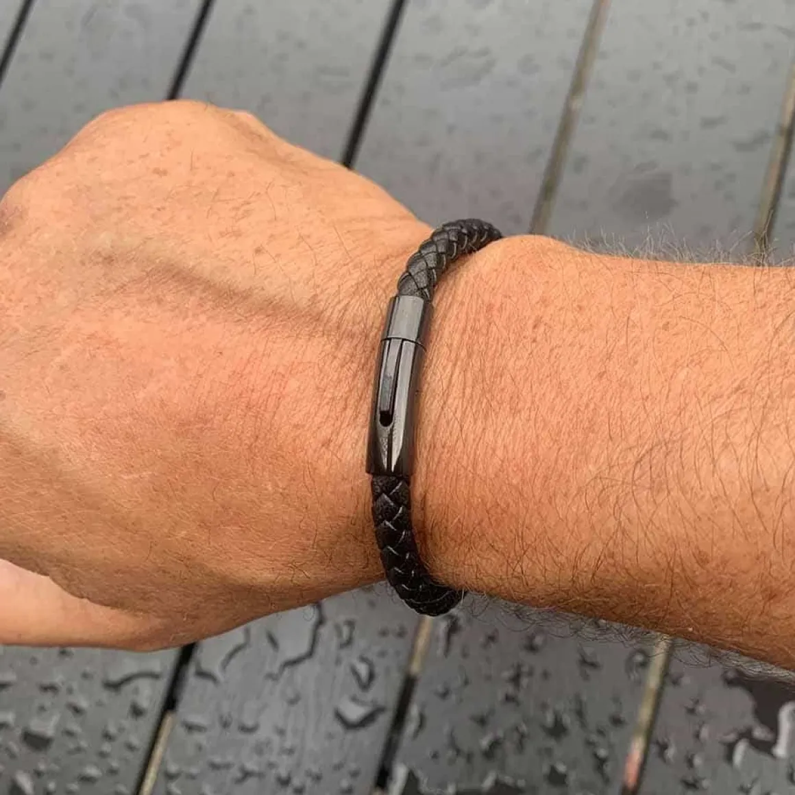 Sort IMT læderarmbånd - XT design