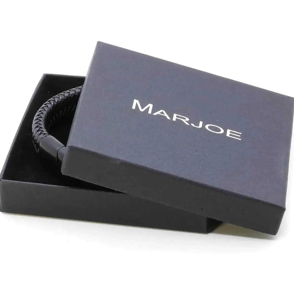 Sort Major læderarmbånd flet