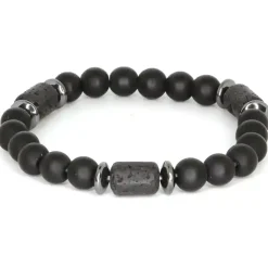 Sort Perlearmbånd til Mænd med Blackstone, Lava & Hematit (8mm)