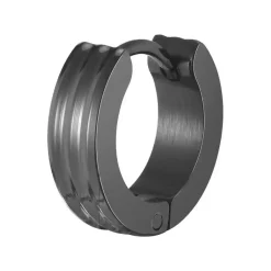 Sort Ridge Hoop – Maskulin Herreørering i Sort IP Stål