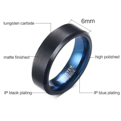 Sort/Blå tungstenring