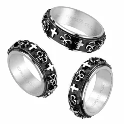 Spinning skullring i rustfri stål.