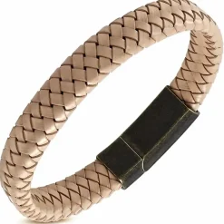 Tekk læderarmbånd bronze