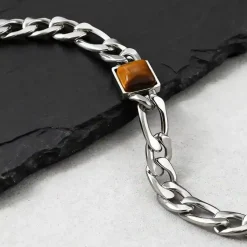 Tiger Eye Chain Bracelet – Herrearmbånd i Rustfrit Stål