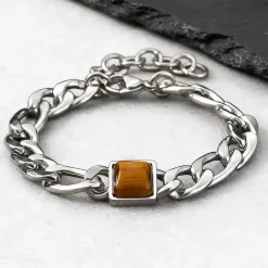 Tiger Eye Chain Bracelet – Herrearmbånd i Rustfrit Stål