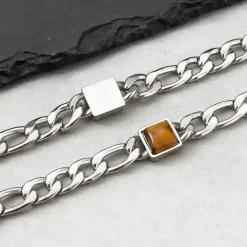 Tiger Eye Chain Bracelet – Herrearmbånd i Rustfrit Stål