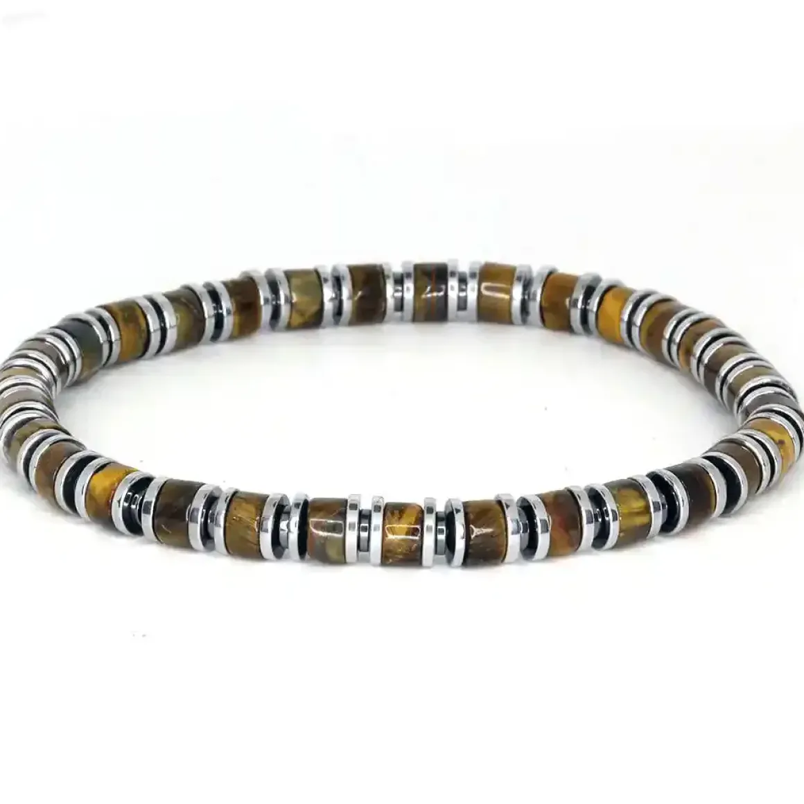 Tigereye og hæmatit armbånd 8mm