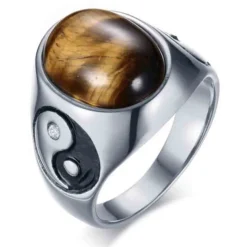 Tigereye Yen & Yang herrering i stål