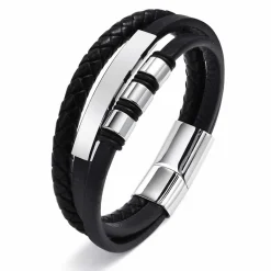 Tikki armbånd sort og blank stål