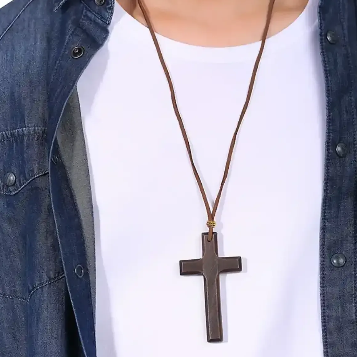 Trækors med lædersnor Sort