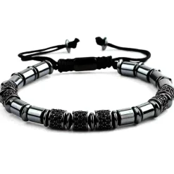 Tube armbånd med hamatit beads og CZ