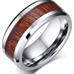 Tungstenring med træinlay