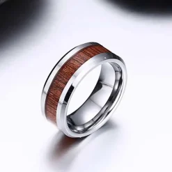 Tungstenring med træinlay