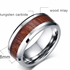 Tungstenring med træinlay