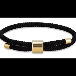 Urban Rope Black – Sort herrearmbånd med forgyldt stål