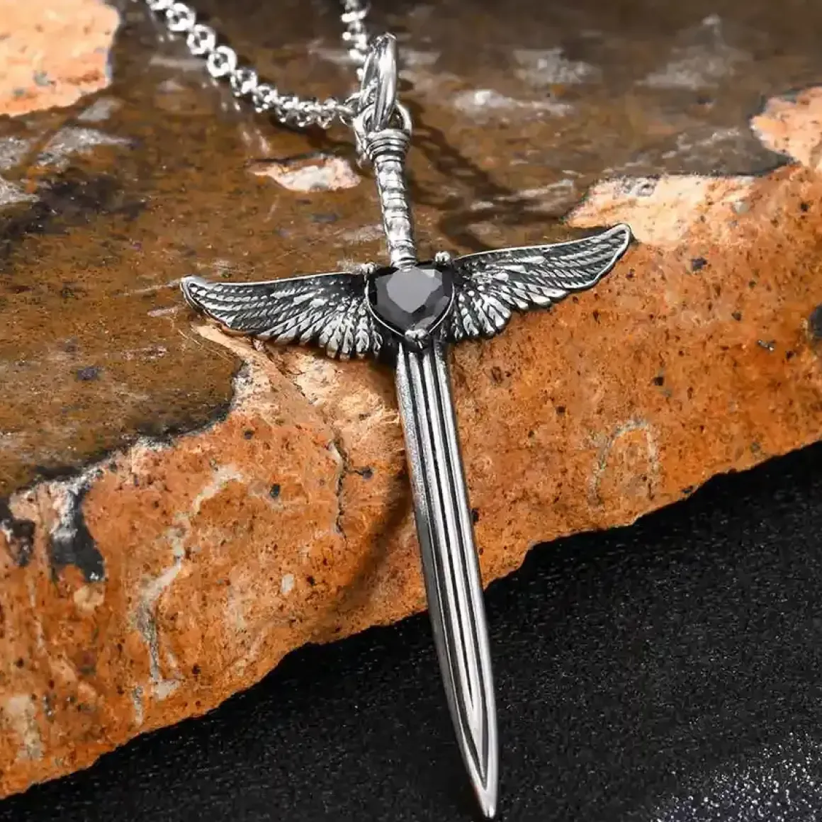Vingesværd Halskæde i Rustfrit Stål