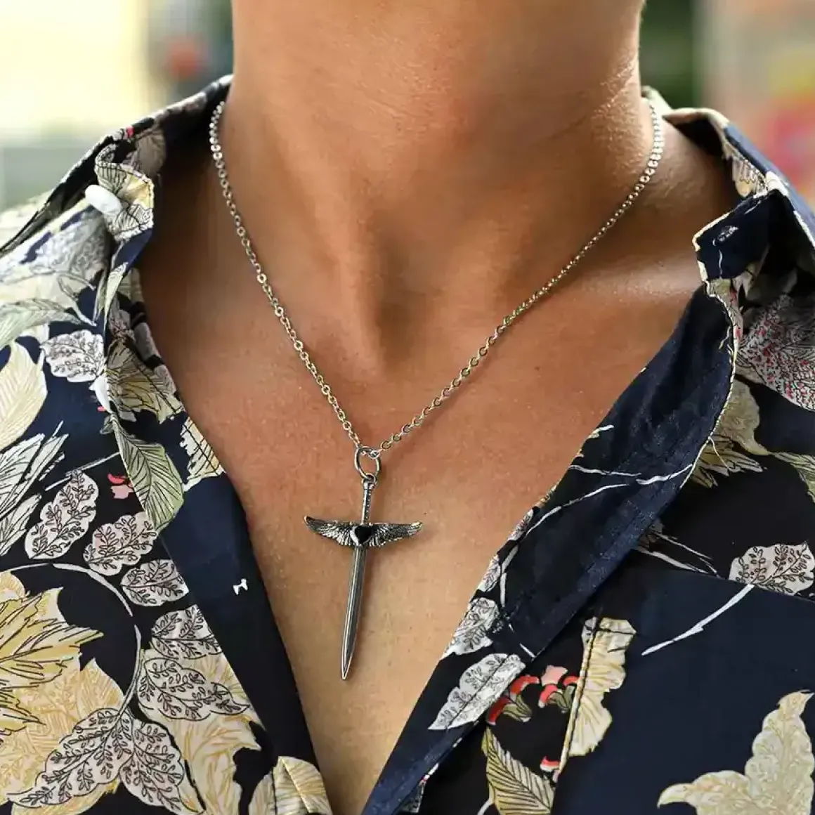 Vingesværd Halskæde i Rustfrit Stål