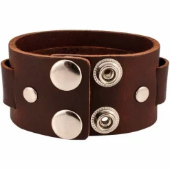 Vintage snap læderarmbånd kraftigt