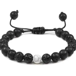 White Clake perlearmbånd blackstone Lava