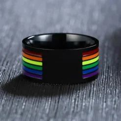 Wide pride ring i stål.