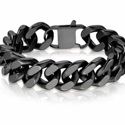 XL Mat blackcoat square armbånd i ædelstål / 1,6 cm