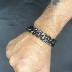 XL Mat blackcoat square armbånd i ædelstål / 1,6 cm