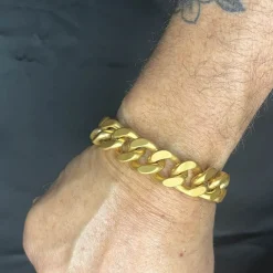 XL Mat golden square armbånd i ædelstål / 1,6 cm