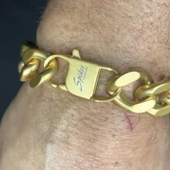 XL Mat golden square armbånd i ædelstål / 1,6 cm